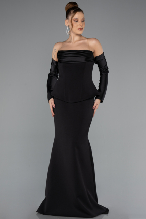 Long Black Mermaid Evening Gown ABU5421