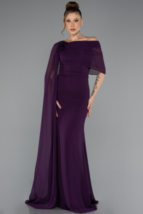 Long Purple Chiffon Evening Dress ABU5418