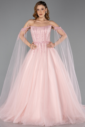 Long Powder Color Plus Size Engagement Dress ABU5470