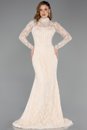 Long Gold Dantelle Plus Size Haute Couture Dress ABU5473