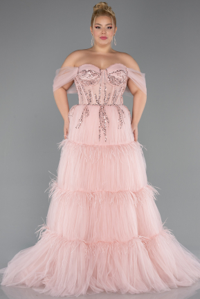 Long Powder Color Plus Size Haute Couture Dress ABU3621