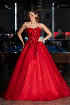 Long Red Special Design Engagement Dress ABU5460