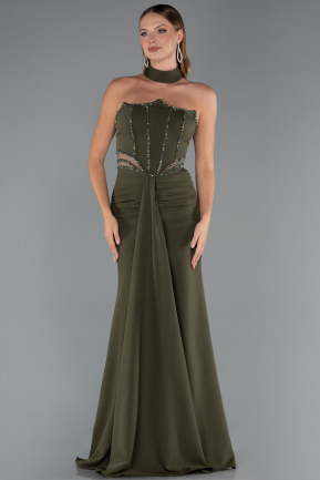 Long Olive Drab Evening Dress ABU5476