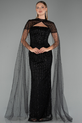 Long Black Beaded Evening Dress ABU5483