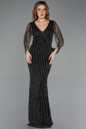 Long Black Stony Evening Dress ABU5475
