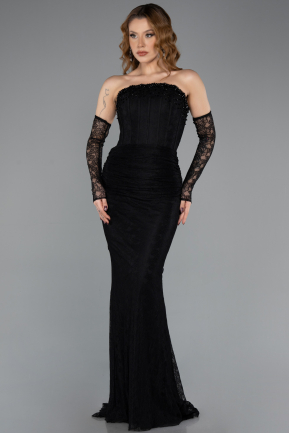 Long Black Dantelle Evening Dress ABU5510