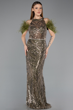 Long Olive Drab Evening Dress ABU5538