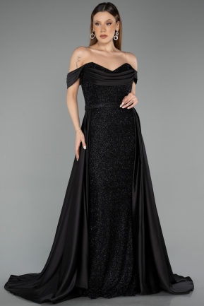 Long Black Beaded Evening Dress ABU5542