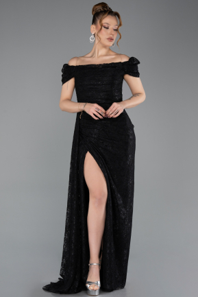 Long Black Laced Evening Dress ABU5553