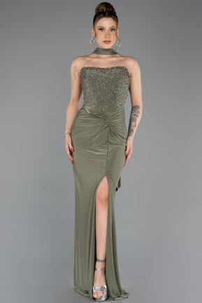 Long Olive Drab Prom Gown ABU5564