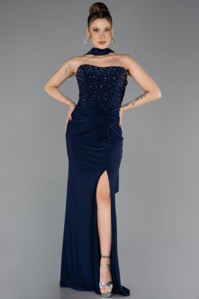 Long Navy Blue Prom Gown ABU5564