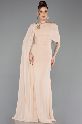 Long Beige Chiffon Evening Dress ABU5418