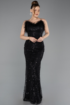 Long Black Beaded Evening Dress ABU5590