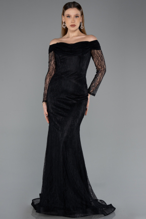 Long Black Dantelle Evening Dress ABU5617