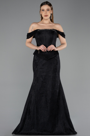 Long Black Dantelle Evening Dress ABU5609