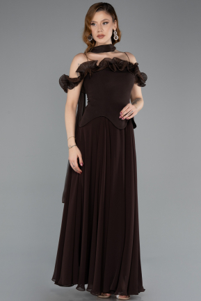 Midi Brown Chiffon Evening Dress ABU6037