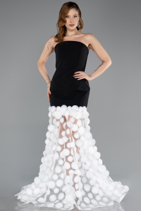 Long Black-White Evening Dress ABU5635