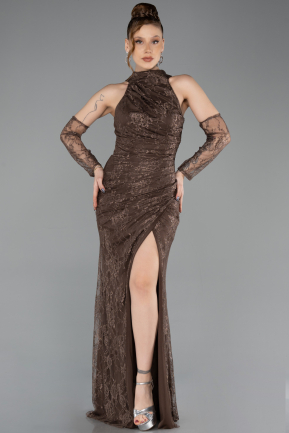 Brown Long Dantelle Mermaid Prom Dress ABU5598