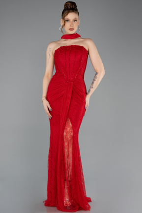 Long Red Dantelle Evening Dress ABU5686