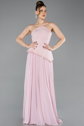 Long Powder Color Chiffon Evening Dress ABU5681