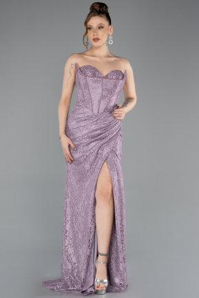 Lavender Long Laced Evening Dress ABU5642