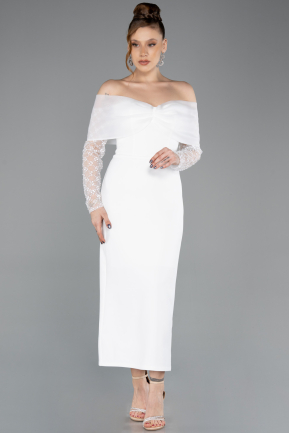 Midi White Cocktail Dress ABK2533