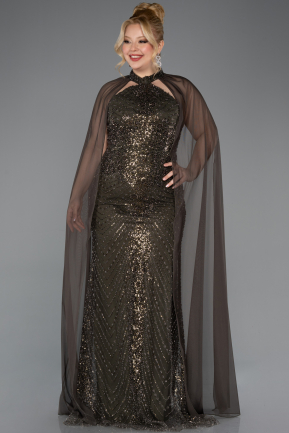 Long Olive Drab Plus Size Engagement Dress ABU5596
