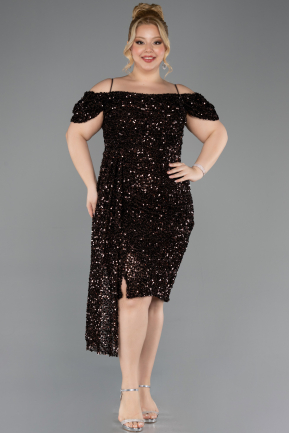 Midi Brown Plus Size Cocktail Dress ABK2534
