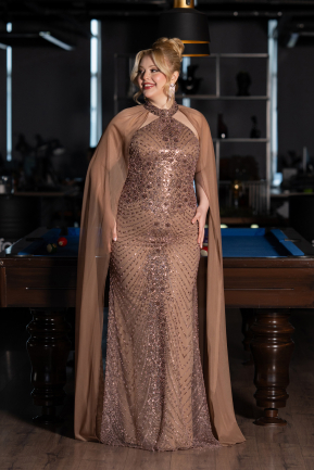 Long Copper Plus Size Engagement Dress ABU5596