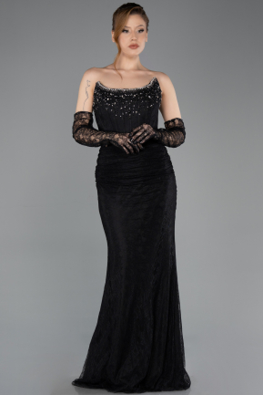 Long Black Dantelle Evening Dress ABU5717