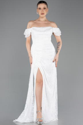 Long White Dantelle Evening Dress ABU5728