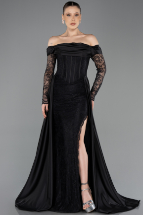 Long Black Dantelle Evening Dress ABU5723