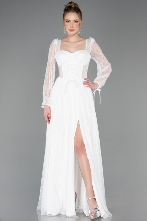 Long White Dantelle Evening Dress ABU5797