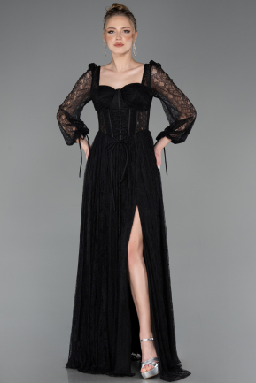 Long Black Dantelle Evening Dress ABU5797