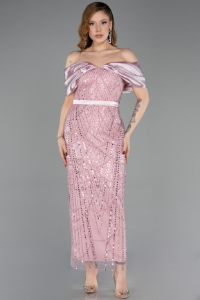 Powder Color Midi Beaded Party Dress ABK2453