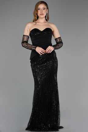 Long Black Beaded Evening Dress ABU5766
