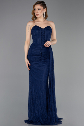 Long Navy Blue Dantelle Prom Gown ABU5795