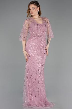 Long Powder Color Beaded Evening Dress ABU5798