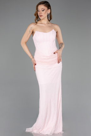 Long Powder Color Dantelle Evening Dress ABU5817