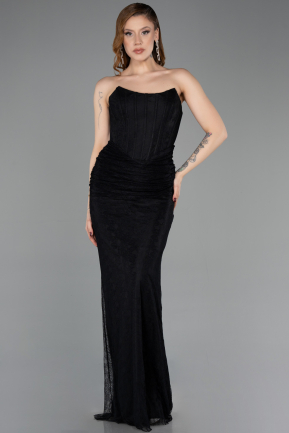 Long Black Dantelle Evening Dress ABU5817