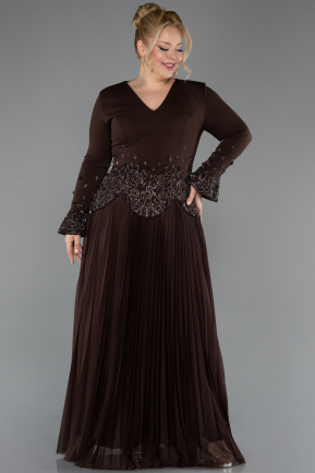 Long Brown Plus Size Evening Dress ABU5848