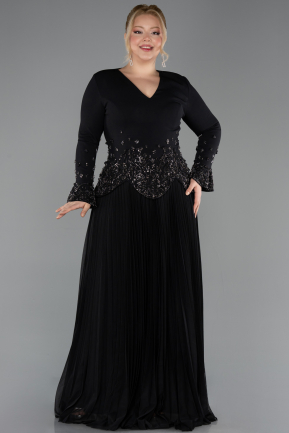 Long Black Plus Size Evening Dress ABU5848