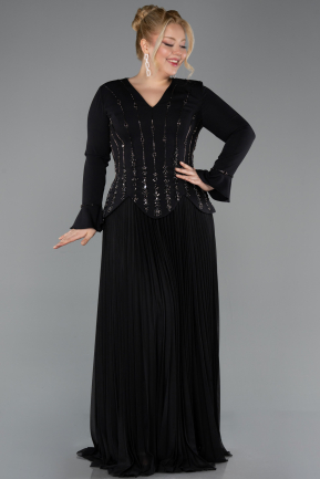 Long Black Plus Size Evening Dress ABU5849