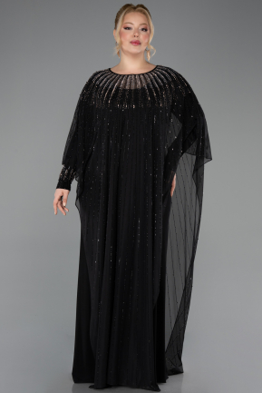 Long Black Plus Size Evening Dress ABU5851