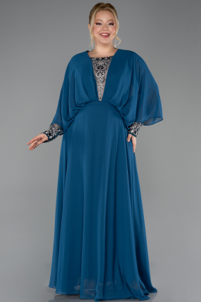 Long Oil Green Chiffon Formal Plus Size Dress ABU5860