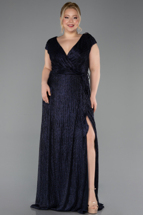 Long Navy Blue Plus Size Evening Gown ABU5836