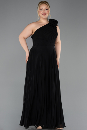 Long Black Chiffon Plus Size Evening Dress ABU5873