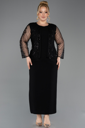Midi Black Plus Size Evening Dress ABK2418