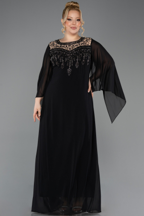 Long Black Chiffon Formal Plus Size Dress ABU5854