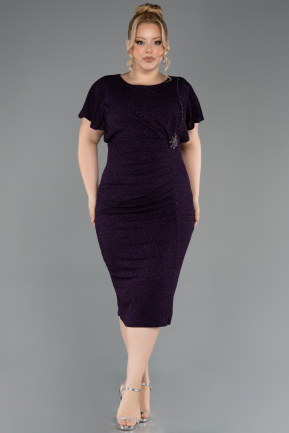 Midi Purple Plus Size Evening Gown ABK2535
